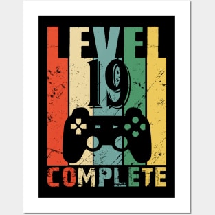 Vintage 19th Wedding Anniversary Level 19 Complete Video Gamer Birthday Gift Ideas Posters and Art